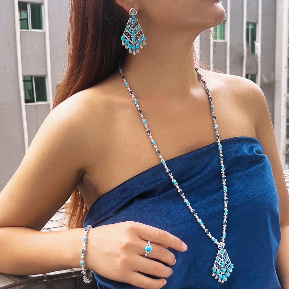 Ethnic Fashion Dubai - CWWZircons 4 adet Zarif Mavi Turkuaz