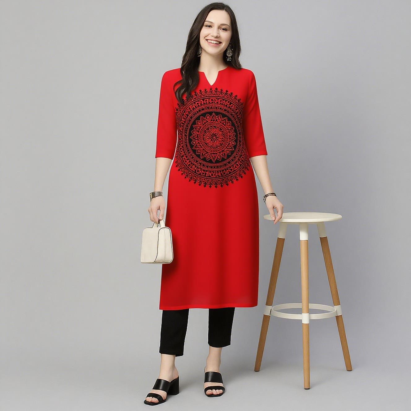 Ethnic Fashion Kurtis - Müslüman Kurt Çiçekleri Kadın Modası Rahat