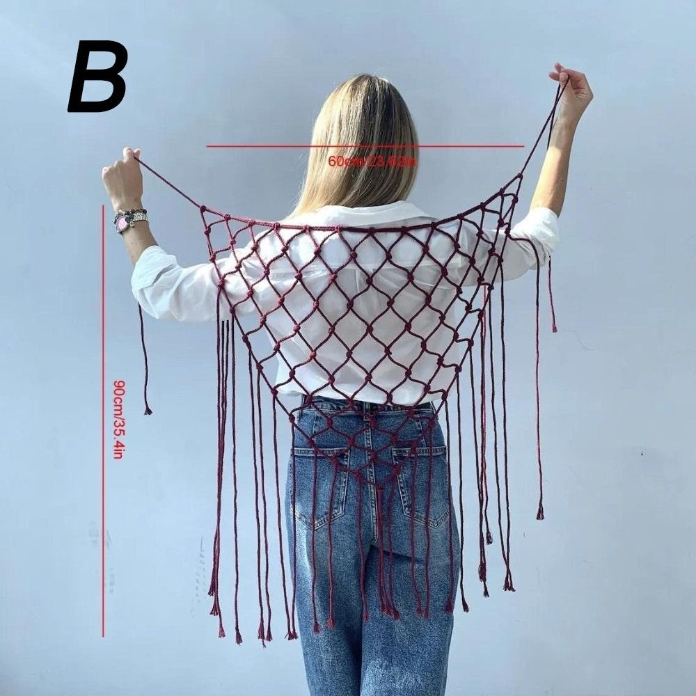 Ethnic Fashion Designers - Bohem Tarzı Fileli Saçaklı Eşarp Şal