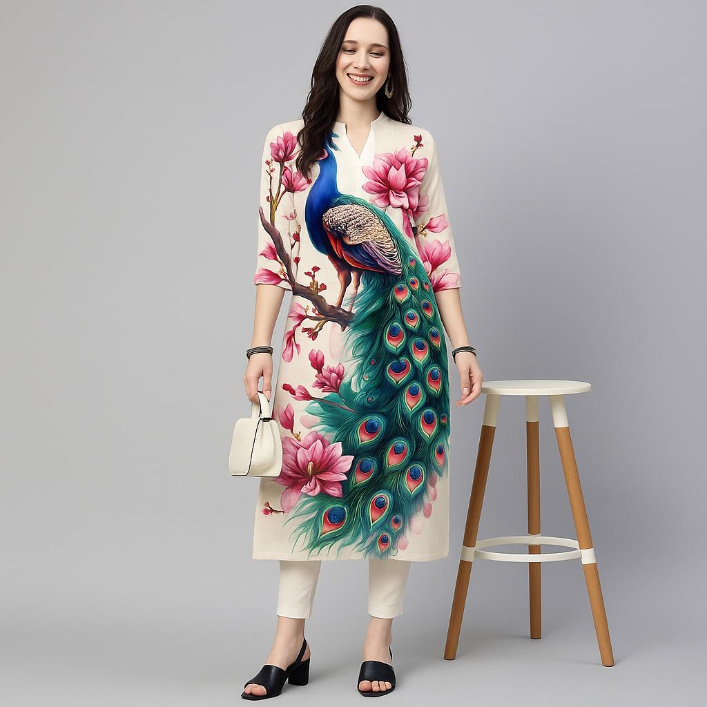 Tavus Kuşu Kadın Kurt Günlük M - Ethnic Fashion Kurtis incelemesi ve fiyatı