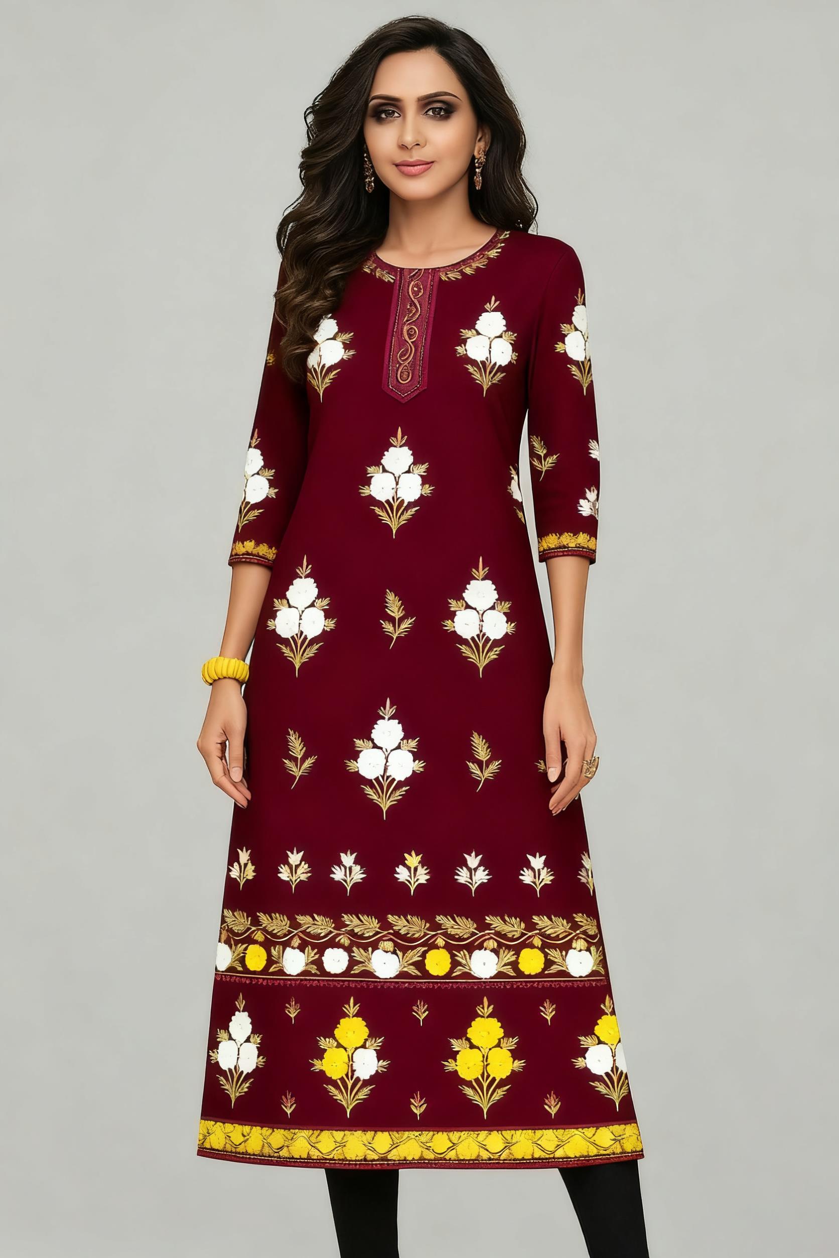 Müslüman Kurt Çiçekleri Kadın  - Ethnic Fashion Kurtis incelemesi ve fiyatı
