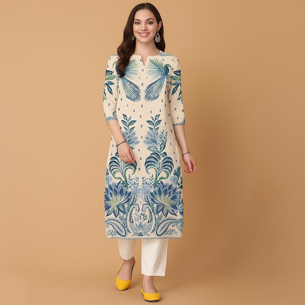 Müslüman Çiçek Desenli Kurt No - Ethnic Fashion Kurtis incelemesi ve fiyatı